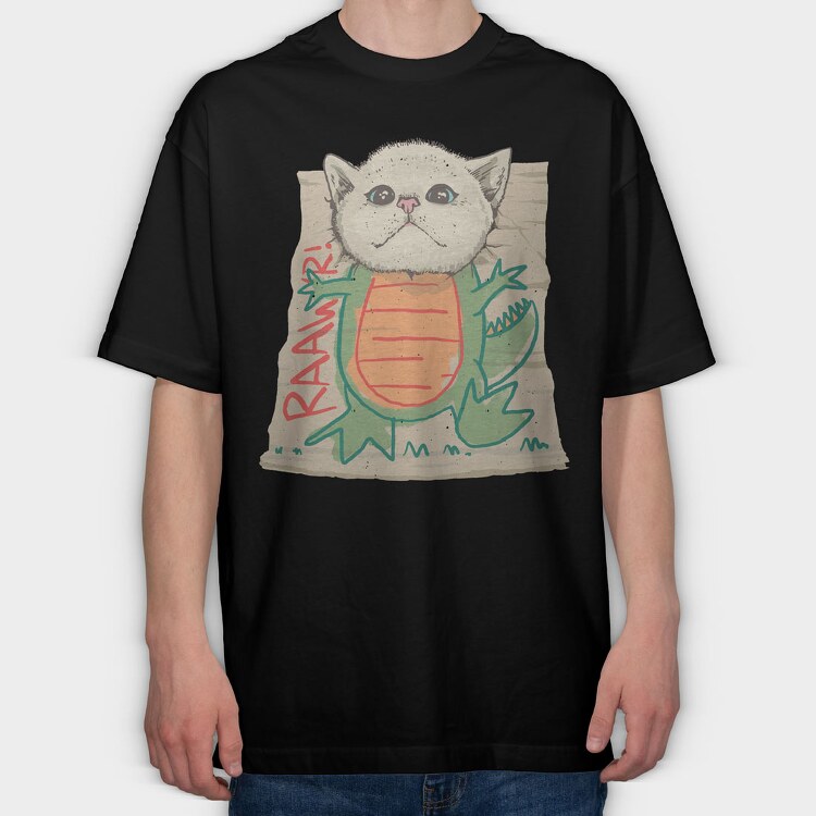 Dinosaur Cat, Tricou Oversize Barbati (Unisex)