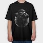 Sloth Moon Monochrome, Tricou Oversize Barbati (Unisex)