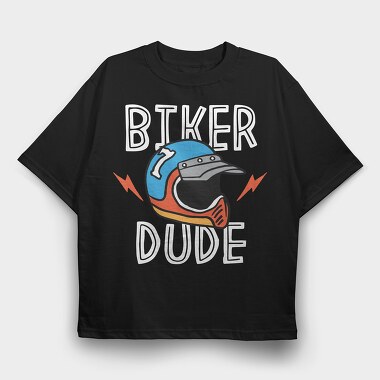Biker Dude Helmet Flash, Tricou Oversize Barbati (Unisex)