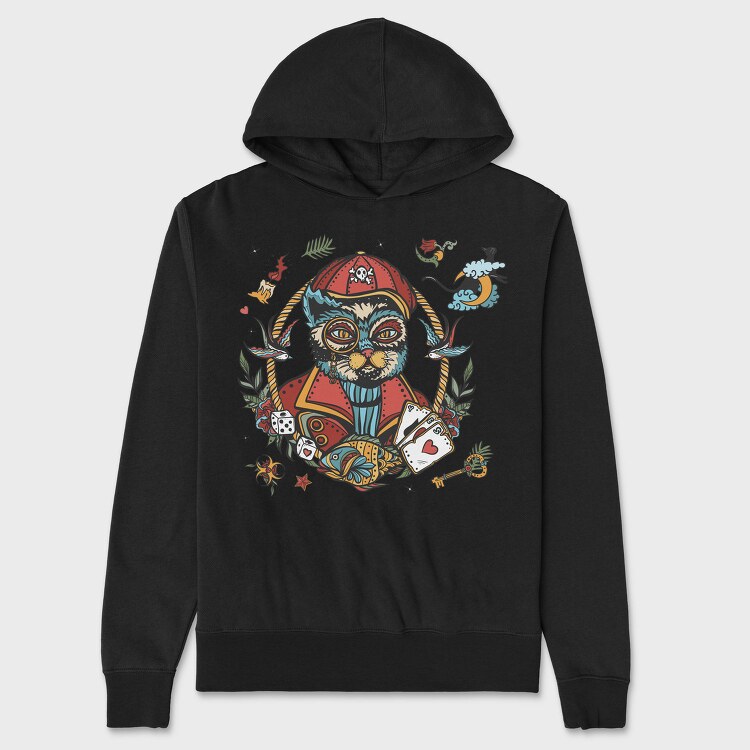 Cat Pirate Dreams, Hanorac Oversize Barbati (Unisex)