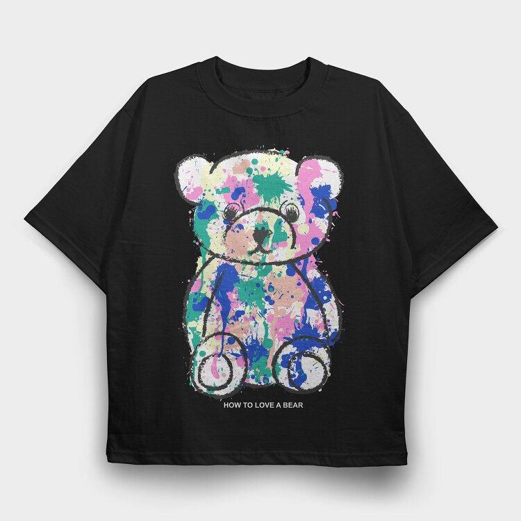 Color Splash Bear, Tricou Oversize Barbati (Unisex)
