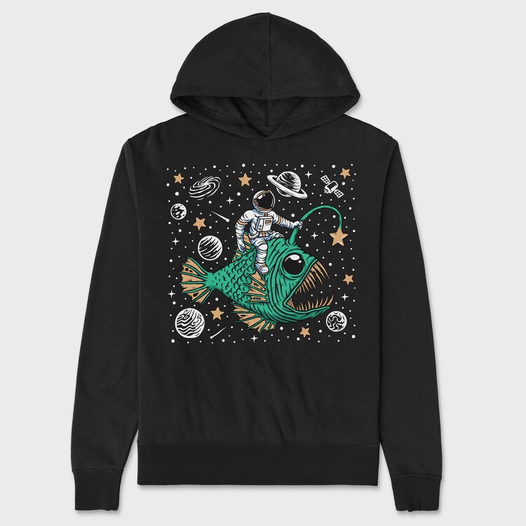 Astronaut Fish Space Ride, Hanorac Oversize Barbati (Unisex)