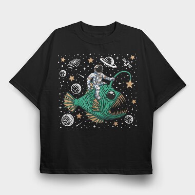 Astronaut Fish Space Ride, Tricou Oversize Barbati (Unisex)