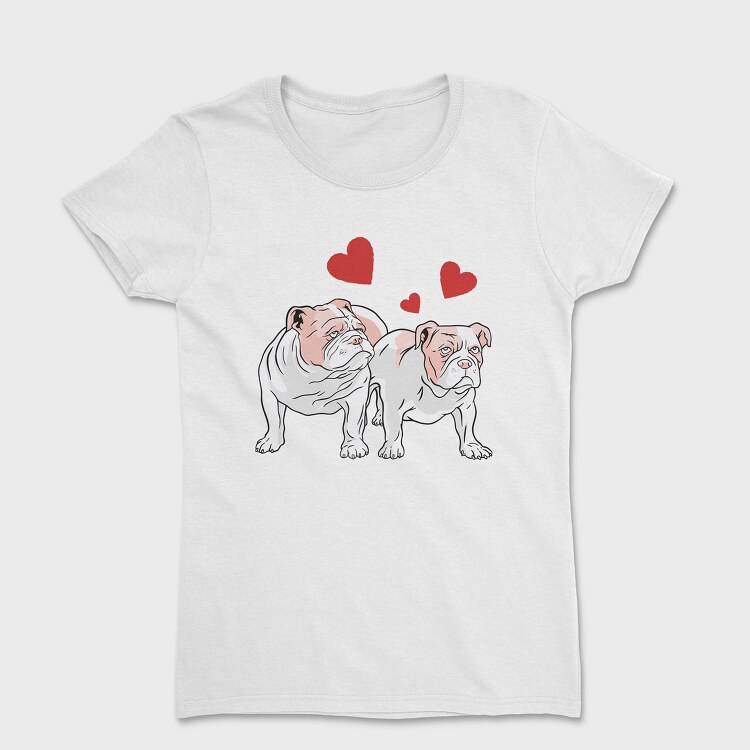 Bulldog Love Hearts, Tricou Femei