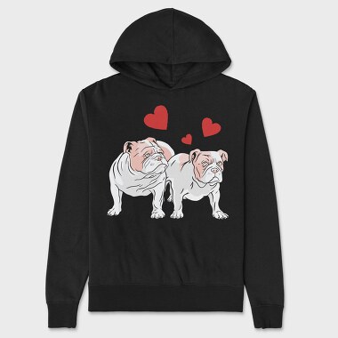 Bulldog Love Hearts, Hanorac Oversize Barbati (Unisex)