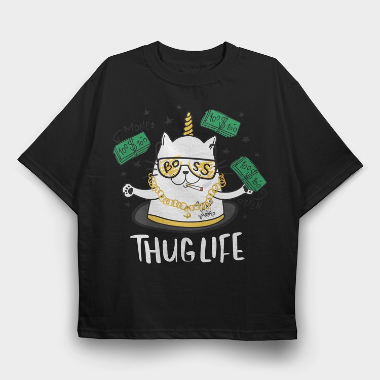 Cat Boss Life, Tricou Oversize Barbati (Unisex)