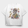 Cat Cherry Blossom, Tricou Oversize Barbati (Unisex)