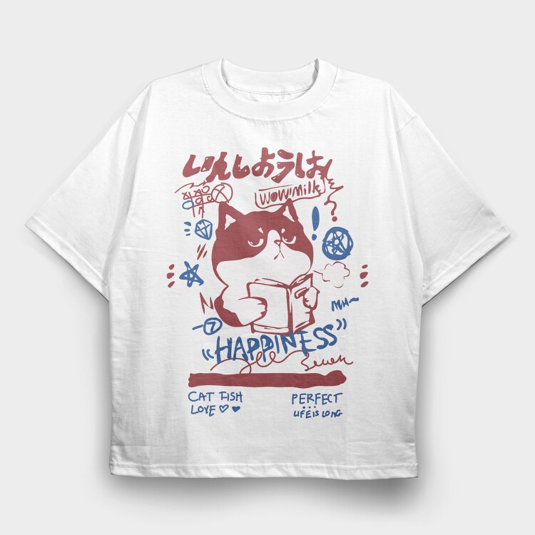 Catfish Love Happiness, Tricou Oversize Barbati (Unisex)