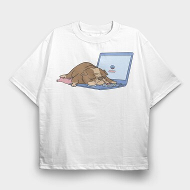 Doggo Laptop Dreams, Tricou Oversize Barbati (Unisex)