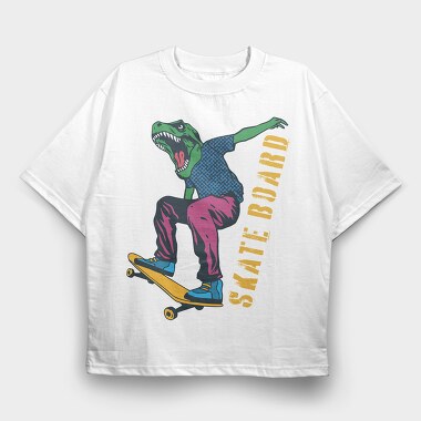 Dino Skate Vibes, Tricou Oversize Barbati (Unisex)