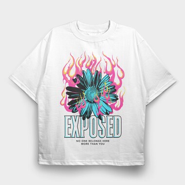 Flame Flower Exposed, Tricou Oversize Barbati (Unisex)