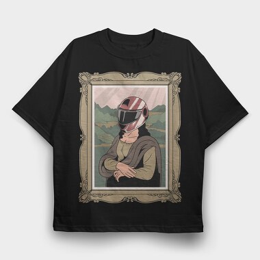 Helmeted Mona Lisa, Tricou Oversize Barbati (Unisex)