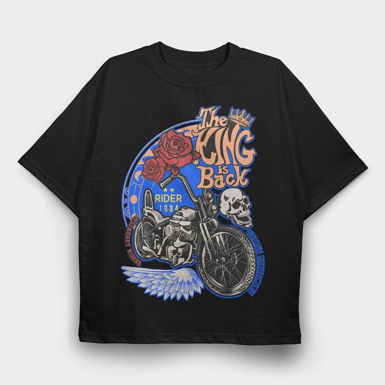 King Rose Rider, Tricou Oversize Barbati (Unisex)