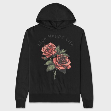 Live Happy Roses, Hanorac Oversize Barbati (Unisex)