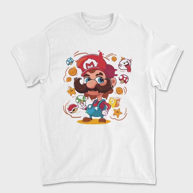 Mario Mustache Madness, Tricou Barbati (Unisex)