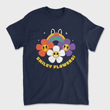 Flower Power Smiley, Tricou Barbati (Unisex)