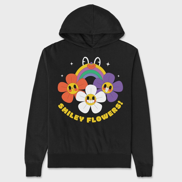 Flower Power Smiley, Hanorac Oversize Barbati (Unisex)
