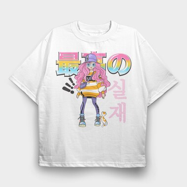 Pink Hair Vibes, Tricou Oversize Barbati (Unisex)