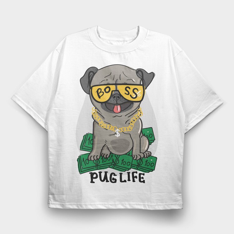 Pug Boss Money, Tricou Oversize Barbati (Unisex)