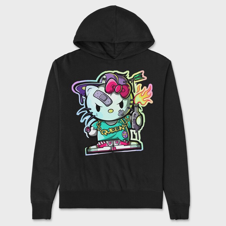 Punk Kitty Queen, Hanorac Oversize Barbati (Unisex)