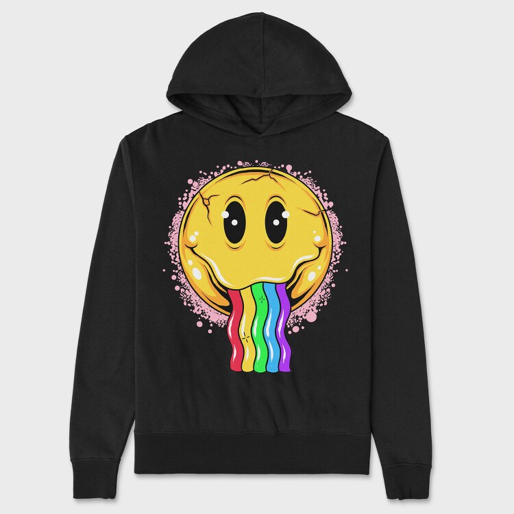 Rainbow Smiley Vibes, Hanorac Oversize Barbati (Unisex)