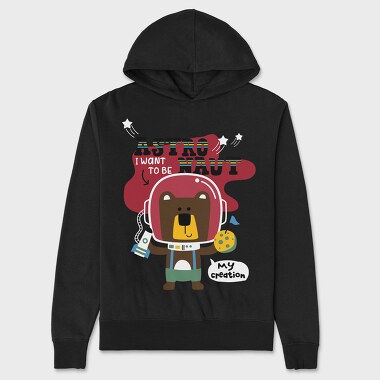 Space Bear Astronaut, Hanorac Oversize Barbati (Unisex)