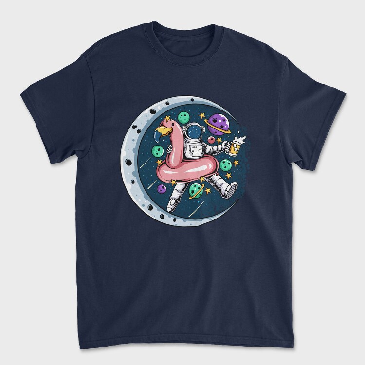 Space Flamingo Astronaut, Tricou Barbati (Unisex)