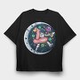 Space Flamingo Astronaut, Tricou Oversize Barbati (Unisex)