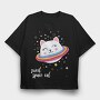 Space Kitty Vibes, Tricou Oversize Barbati (Unisex)