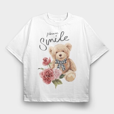 Teddy Rose Smile, Tricou Oversize Barbati (Unisex)