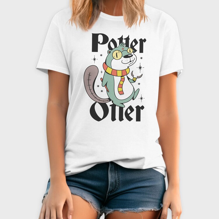 Otter Scarfed Night Stroll, Tricou Barbati (Unisex)