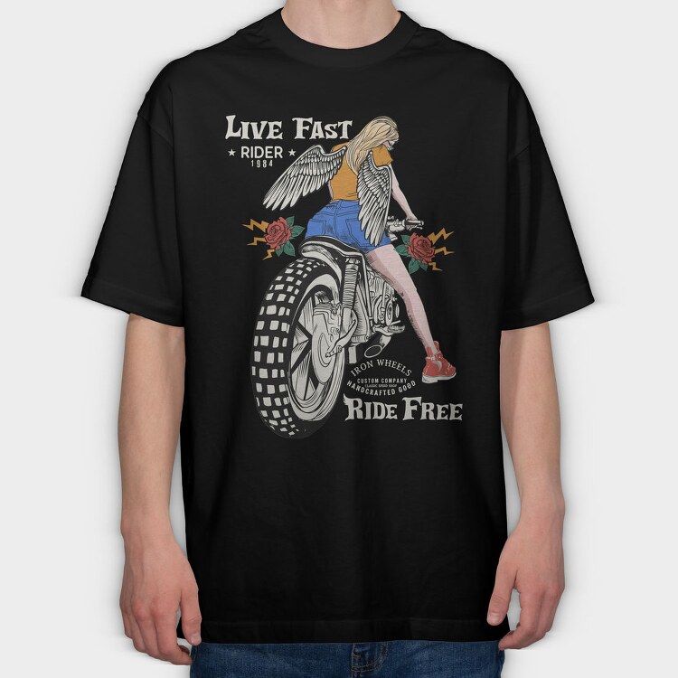 Angel Riders Wing, Tricou Oversize Barbati (Unisex)