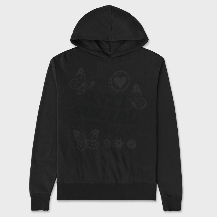 Anti Social Butterfly, Hanorac Oversize Barbati (Unisex)