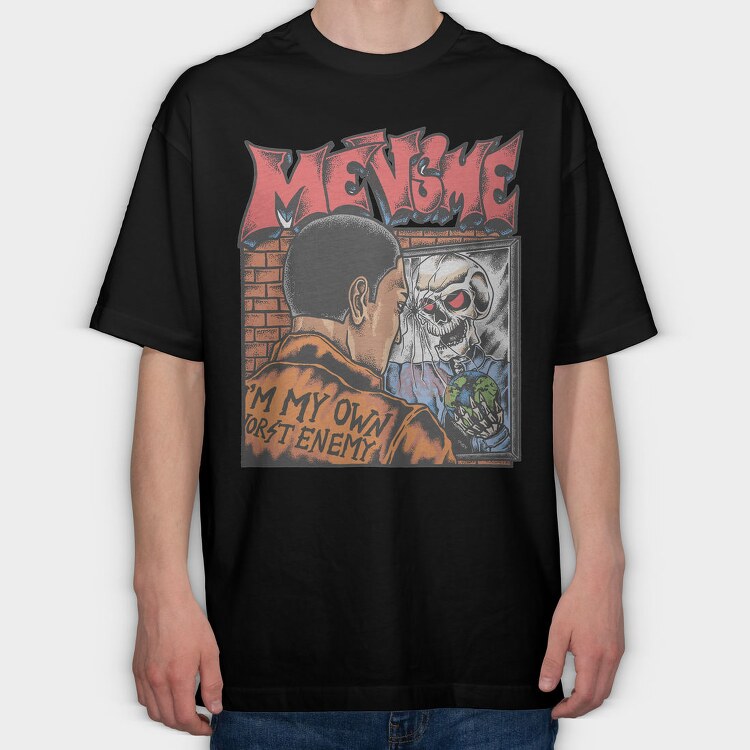 Mens Skull Mirror, Tricou Oversize Barbati (Unisex)