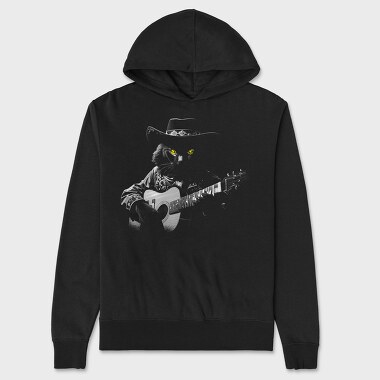 Guitar Cat Monochrome, Hanorac Oversize Barbati (Unisex)