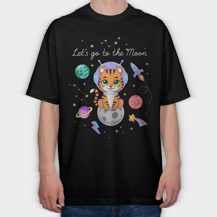 Space Tiger Adventure, Tricou Oversize Barbati (Unisex)