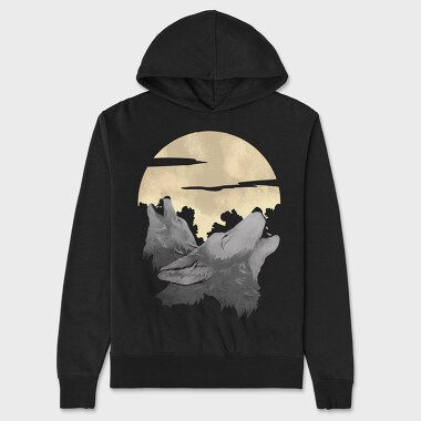 Wolves Howling With the Moon, Hanorac Oversize Barbati (Unisex)