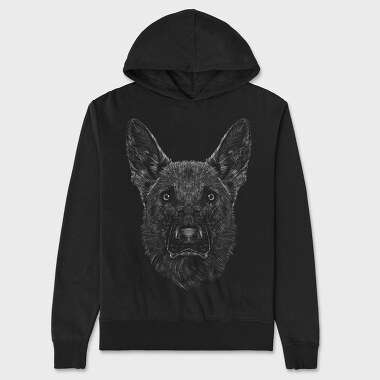 German Shepherd Portrait, Hanorac Oversize Barbati (Unisex)