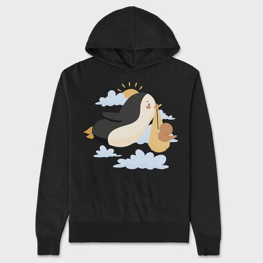 Penguin With a Baby, Hanorac Oversize Barbati (Unisex)