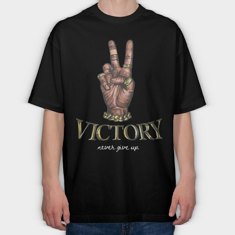 Peace Victory Never Give Up, Tricou Oversize Barbati (Unisex)