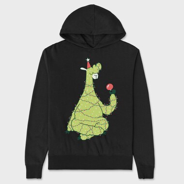 Christmas Tree Llama, Hanorac Oversize Barbati (Unisex)