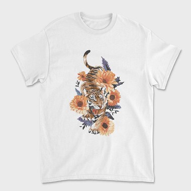 Tiger Floral Attitude, Tricou Barbati (Unisex)