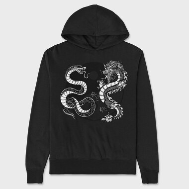 Yin Yang Dragon Snake, Hanorac Oversize Barbati (Unisex)