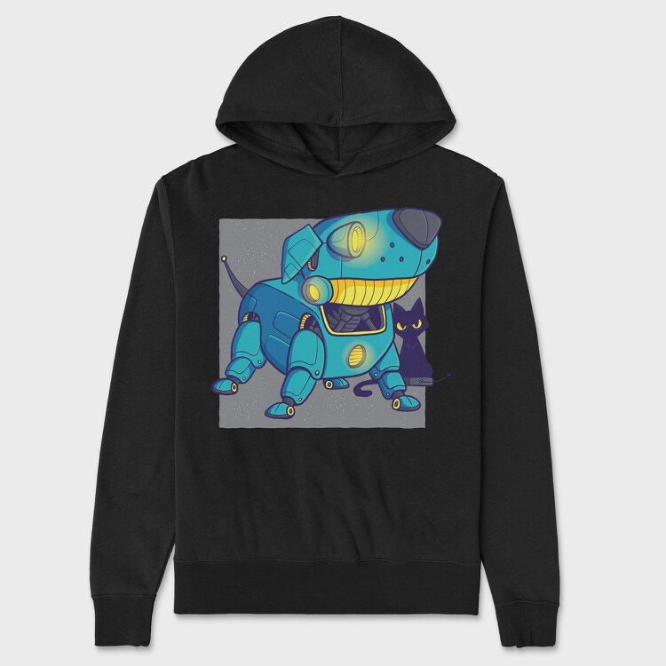 Dog Blue Robot, Hanorac Oversize Barbati (Unisex)