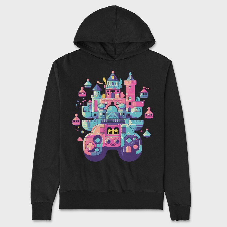 Castle Made Up With Gaming Controllers, Hanorac Oversize Barbati (Unisex)