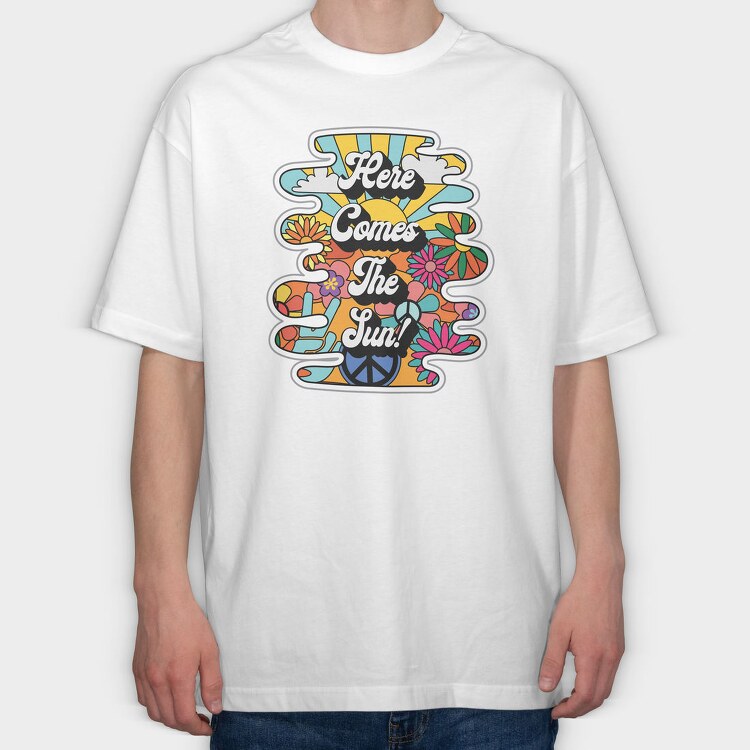 Sunny Vibes Floral Peace, Tricou Oversize Barbati (Unisex)