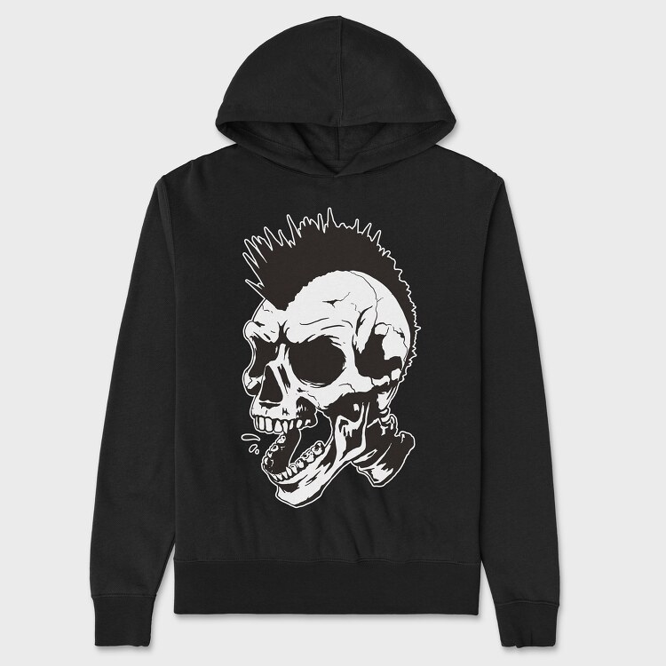 Skull Punk Mohawk, Hanorac Oversize Barbati (Unisex)