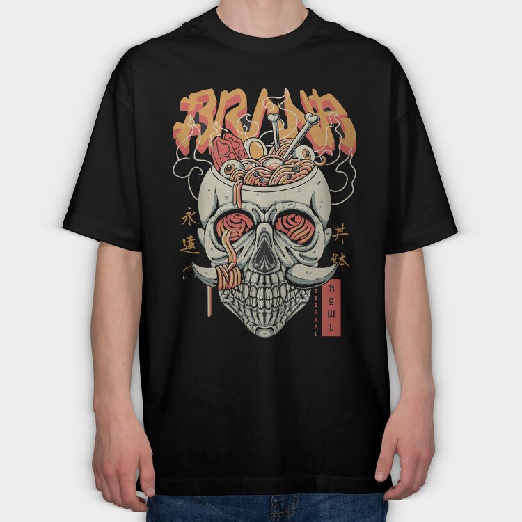 Eternal Noodle Skull, Tricou Oversize Barbati (Unisex)