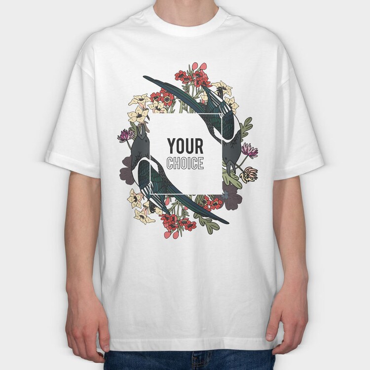 Bird Bloom Frame, Tricou Oversize Barbati (Unisex)