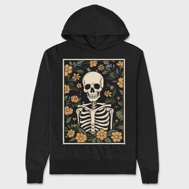 Floral Skeleton, Hanorac Oversize Barbati (Unisex)